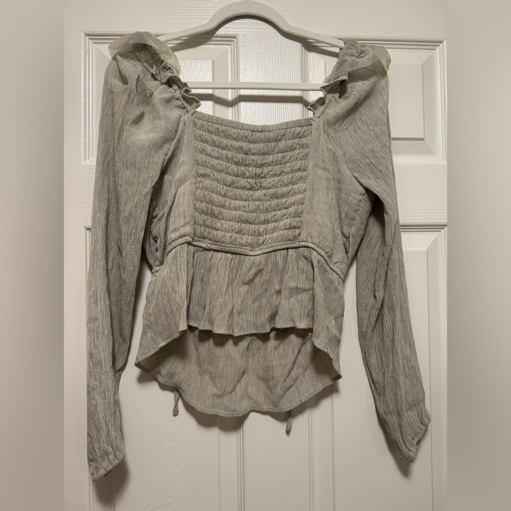 Celebrity Pink Peplum long sleeve top with ruched tie-front - Picture 6 of 6